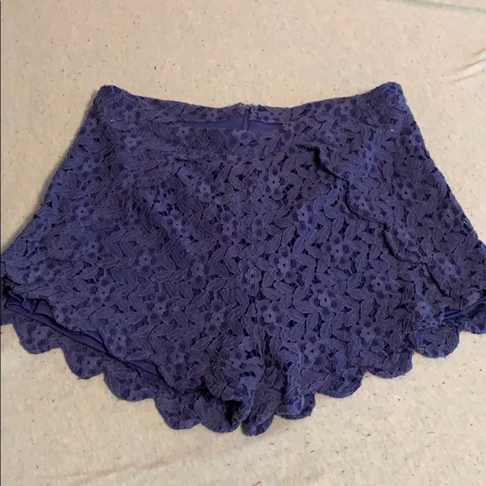 blue lace scalloped shorts